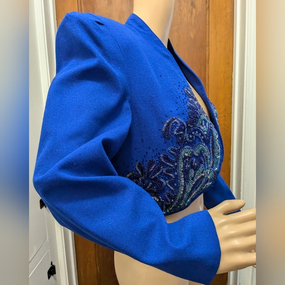 Beaded Blue Bolero Jacket Size 8 by A.J. Bari - Picture 5 of 16